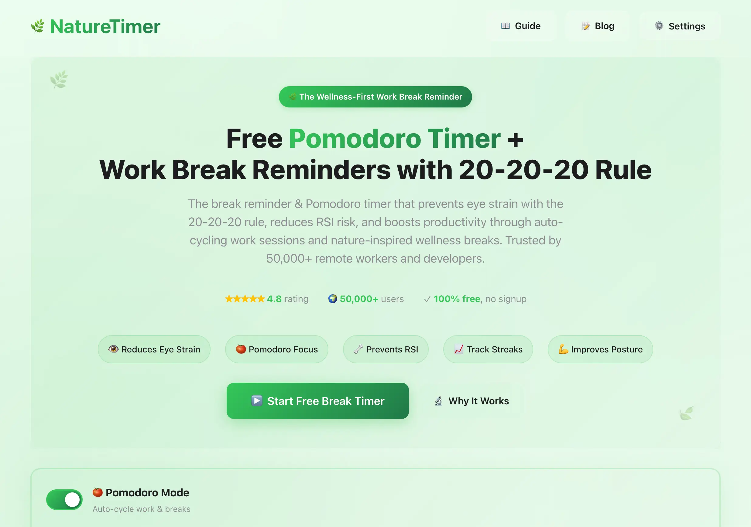 Nature Timer - Aplikacja